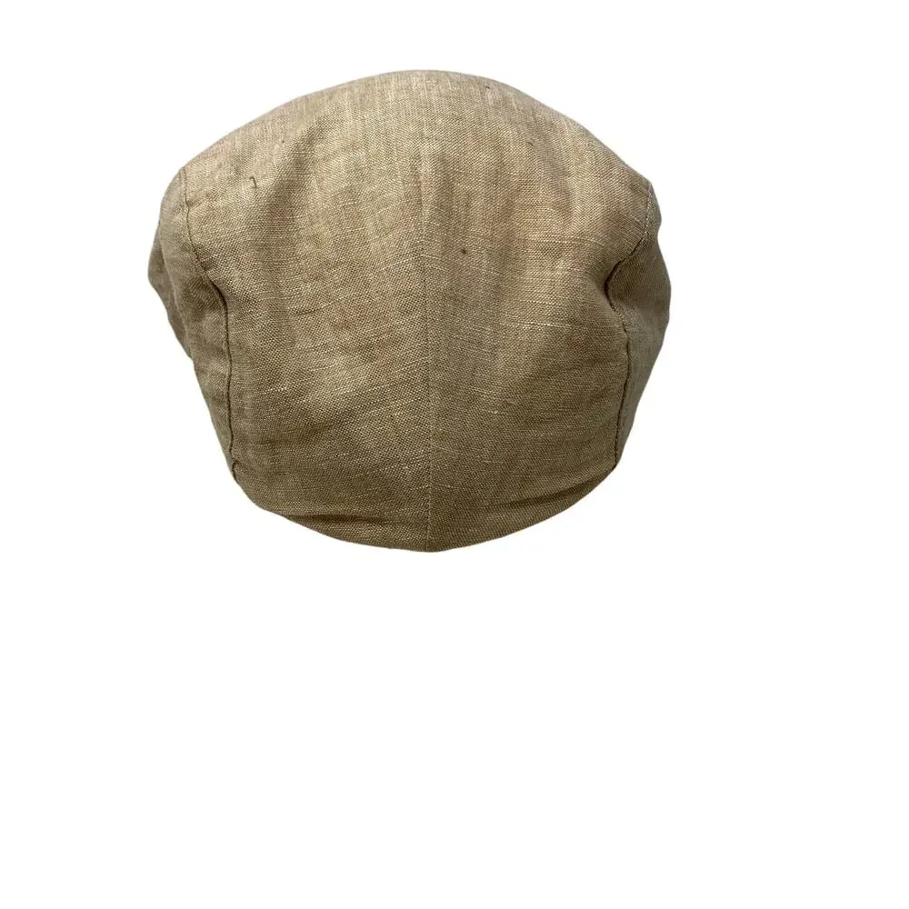 Banana Republic Mens S/M 100% Linen Ivy Cap Newsboy Driving Hat Tan Beige